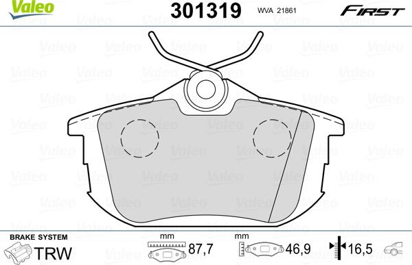 Valeo 301319 - Bremžu uzliku kompl., Disku bremzes adetalas.lv