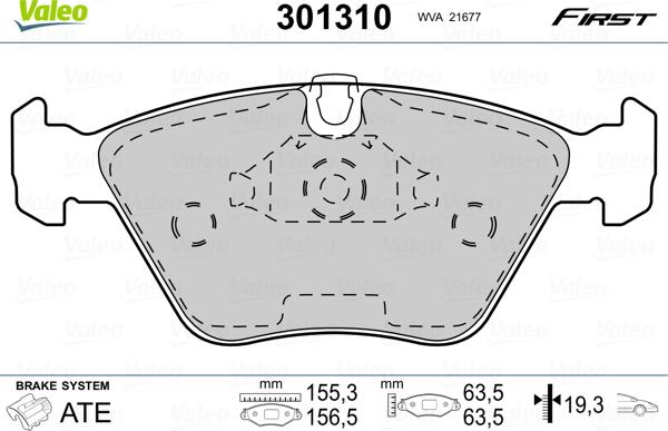 Valeo 301310 - Bremžu uzliku kompl., Disku bremzes adetalas.lv