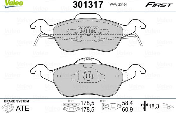 Valeo 301317 - Bremžu uzliku kompl., Disku bremzes adetalas.lv