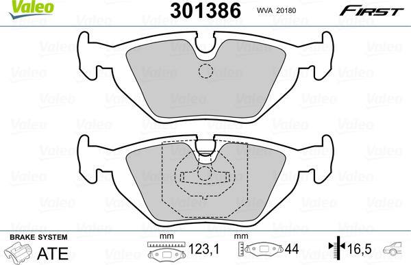 Valeo 301386 - Bremžu uzliku kompl., Disku bremzes adetalas.lv