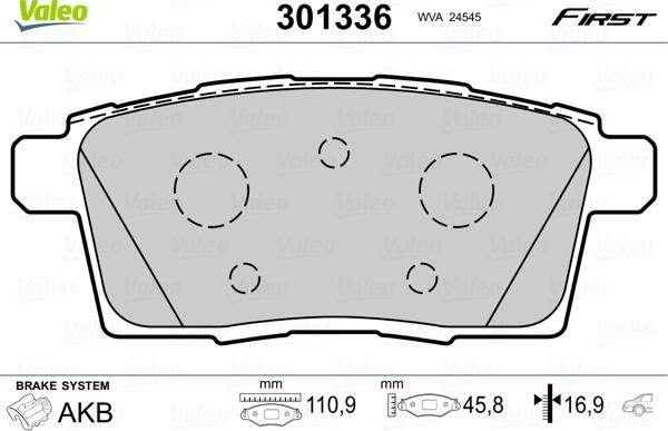 Valeo 301336 - Bremžu uzliku kompl., Disku bremzes adetalas.lv