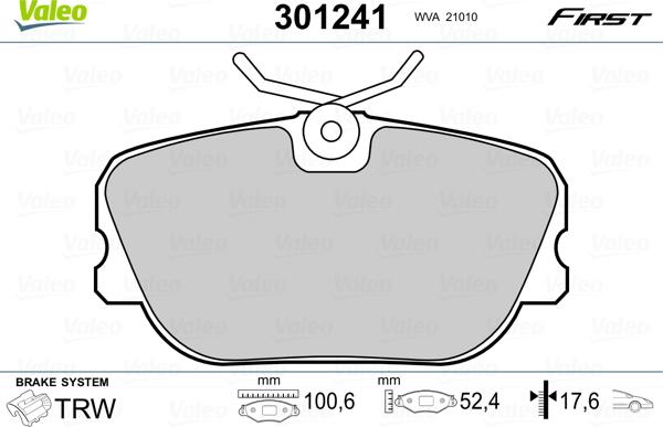 Valeo 301241 - Bremžu uzliku kompl., Disku bremzes adetalas.lv