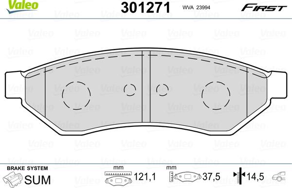 Valeo 301271 - Bremžu uzliku kompl., Disku bremzes adetalas.lv