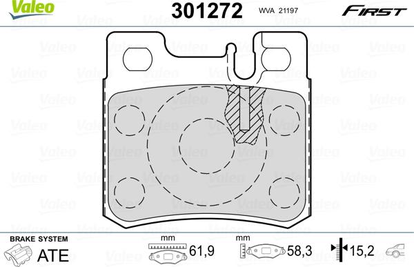 Valeo 301272 - Bremžu uzliku kompl., Disku bremzes adetalas.lv