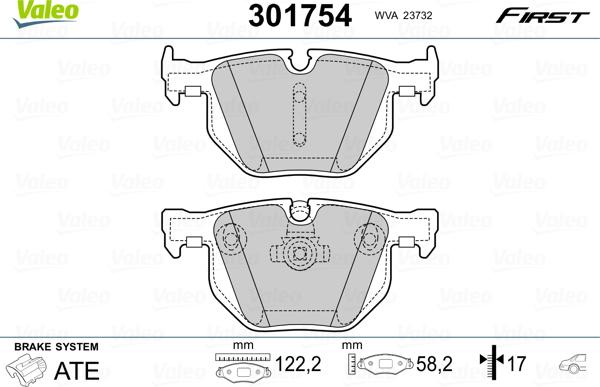 Valeo 301754 - Bremžu uzliku kompl., Disku bremzes adetalas.lv