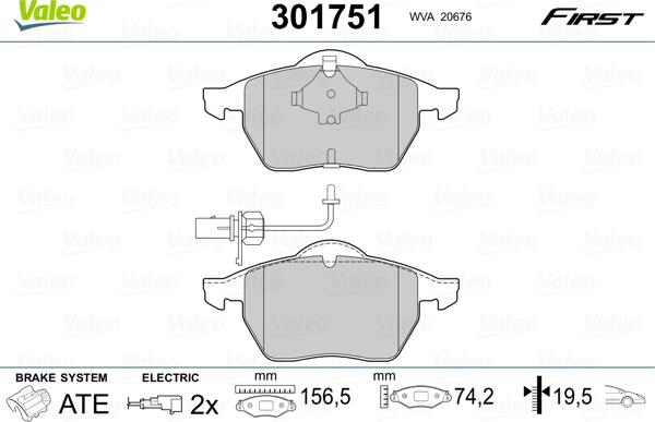 Valeo 301751 - Bremžu uzliku kompl., Disku bremzes adetalas.lv