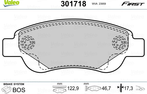 Valeo 301718 - Bremžu uzliku kompl., Disku bremzes adetalas.lv