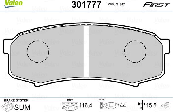 Valeo 301777 - Bremžu uzliku kompl., Disku bremzes adetalas.lv