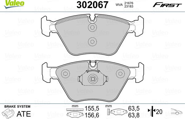 Valeo 302067 - Bremžu uzliku kompl., Disku bremzes adetalas.lv