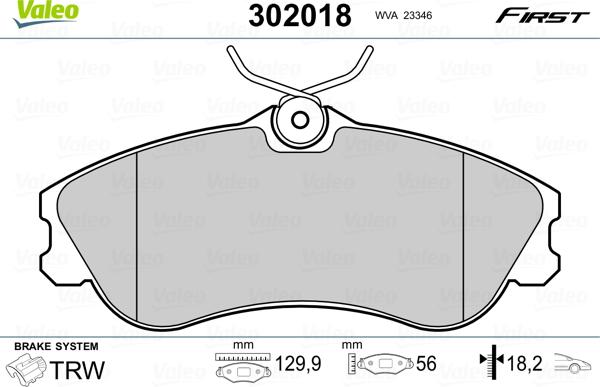 Valeo 302018 - Bremžu uzliku kompl., Disku bremzes adetalas.lv