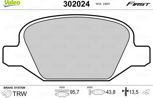 Valeo 302024 - Bremžu uzliku kompl., Disku bremzes adetalas.lv