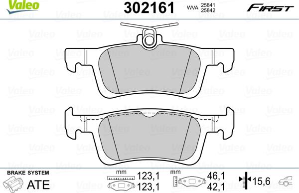 Valeo 302161 - Bremžu uzliku kompl., Disku bremzes adetalas.lv