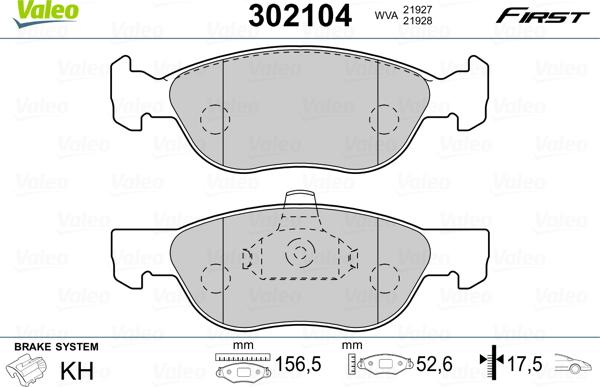 Valeo 302104 - Bremžu uzliku kompl., Disku bremzes adetalas.lv