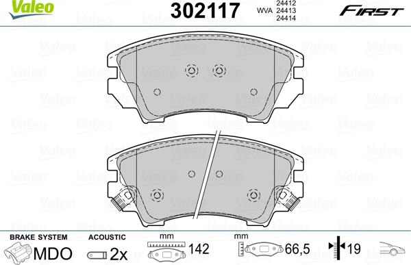 Valeo 302117 - Bremžu uzliku kompl., Disku bremzes adetalas.lv