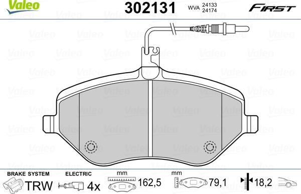 Valeo 302131 - Bremžu uzliku kompl., Disku bremzes adetalas.lv