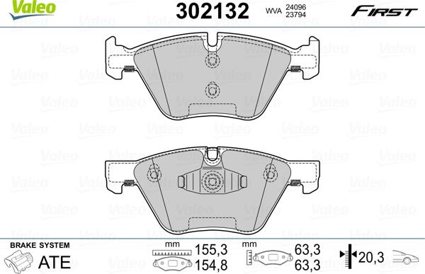 Valeo 302132 - Bremžu uzliku kompl., Disku bremzes adetalas.lv