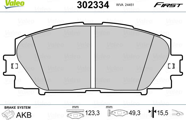 Valeo 302334 - Bremžu uzliku kompl., Disku bremzes adetalas.lv