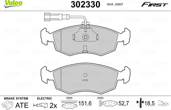 Valeo 302330 - Bremžu uzliku kompl., Disku bremzes adetalas.lv