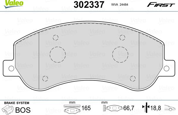 Valeo 302337 - Bremžu uzliku kompl., Disku bremzes adetalas.lv