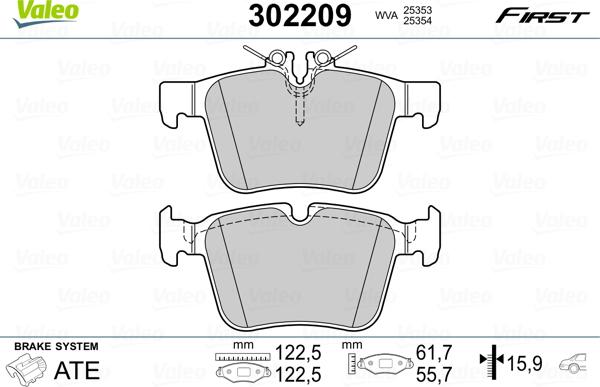 Valeo 302209 - Bremžu uzliku kompl., Disku bremzes adetalas.lv