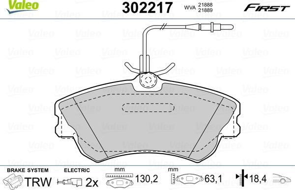 Valeo 302217 - Bremžu uzliku kompl., Disku bremzes adetalas.lv