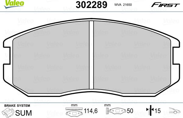 Valeo 302289 - Bremžu uzliku kompl., Disku bremzes adetalas.lv