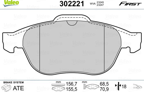 Valeo 302221 - Bremžu uzliku kompl., Disku bremzes adetalas.lv