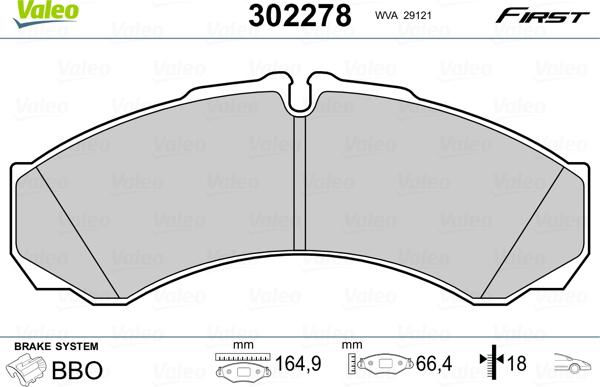 Valeo 302278 - Bremžu uzliku kompl., Disku bremzes adetalas.lv