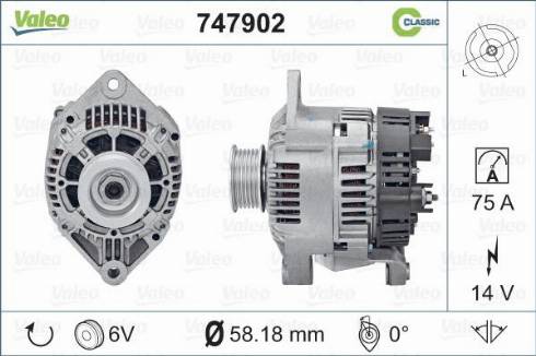 Valeo 747902 - Ģenerators adetalas.lv