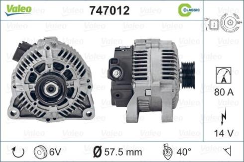 Valeo 747012 - Ģenerators adetalas.lv