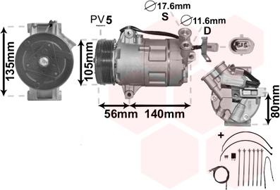 Van Wezel 3700K428 - Kompresors, Gaisa kond. sistēma adetalas.lv