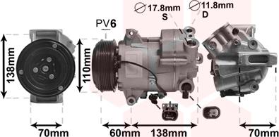 Van Wezel 3700K607 - Kompresors, Gaisa kond. sistēma adetalas.lv