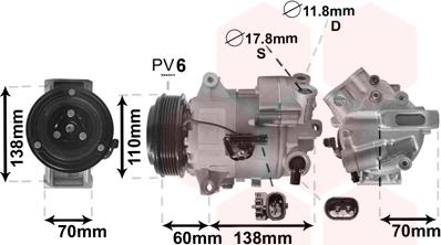 Van Wezel 3700K616 - Kompresors, Gaisa kond. sistēma adetalas.lv