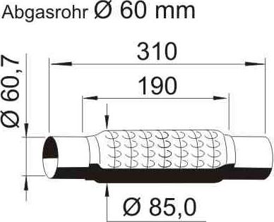 VEGAZ UFR-640 - Gofrēta caurule, Izplūdes gāzu sistēma adetalas.lv