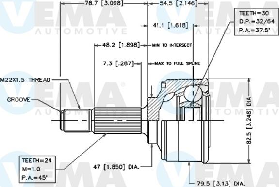 VEMA 18270 - Šarnīru komplekts, Piedziņas vārpsta adetalas.lv