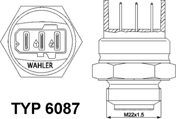 WAHLER 6087.87D - Termoslēdzis, Radiatora ventilators adetalas.lv