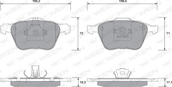 Ween 151-1350 - Bremžu uzliku kompl., Disku bremzes adetalas.lv