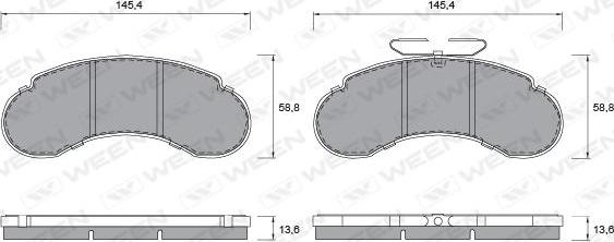 Ween 151-1302 - Bremžu uzliku kompl., Disku bremzes adetalas.lv