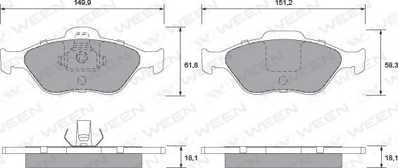 Ween 151-1284 - Bremžu uzliku kompl., Disku bremzes adetalas.lv