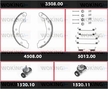 Woking 3508.00 - Bremžu loku komplekts adetalas.lv