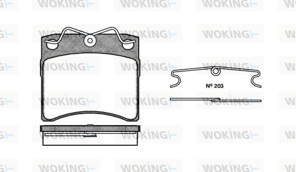 Woking P2853.00 - Bremžu uzliku kompl., Disku bremzes adetalas.lv