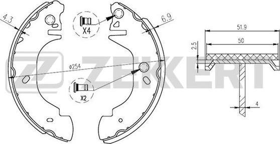 Zekkert BK-4290 - Bremžu loku komplekts adetalas.lv