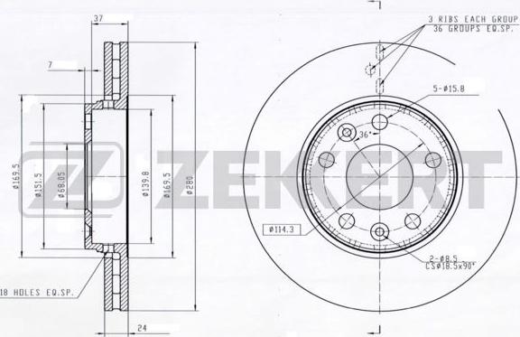 Zekkert BS-5001 - Bremžu diski adetalas.lv