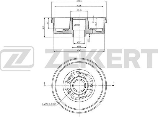 Zekkert BS-6282 - Bremžu trumulis adetalas.lv