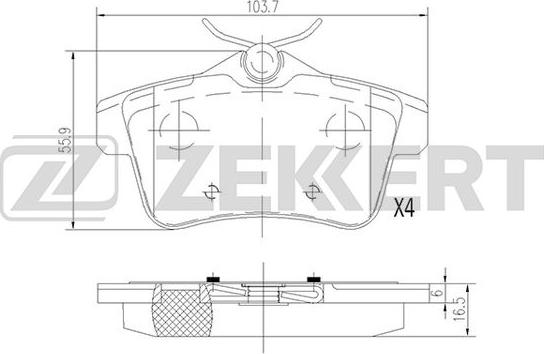 Zekkert BS-1944 - Bremžu uzliku kompl., Disku bremzes adetalas.lv