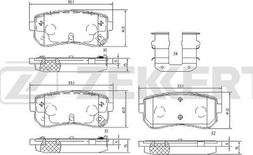 Zekkert BS-1099 - Bremžu uzliku kompl., Disku bremzes adetalas.lv