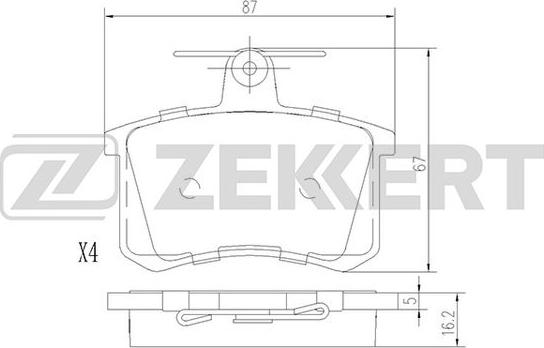 Zekkert BS-1096 - Bremžu uzliku kompl., Disku bremzes adetalas.lv