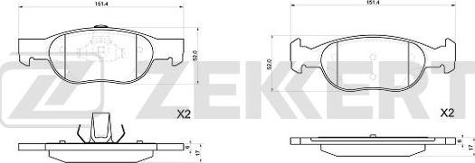 Zekkert BS-1045 - Bremžu uzliku kompl., Disku bremzes adetalas.lv