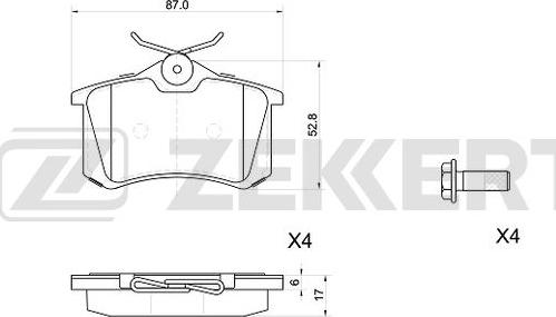 Zekkert BS-1039 - Bremžu uzliku kompl., Disku bremzes adetalas.lv