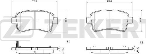 Zekkert BS-1038 - Bremžu uzliku kompl., Disku bremzes adetalas.lv